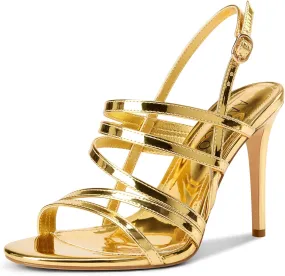 Aachcol Womens Open Toe Strappy High Heels Slingback Stiletto Heel Sandals Ankle Strap Party Dress Shoes 3.9 Inches Heels