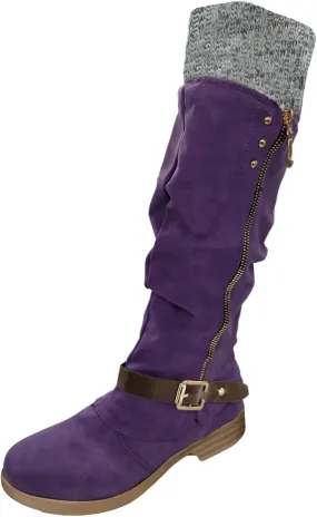 Ankle Boots For Women Suede Zipper Thigh High Boots Low Heels Knee High Boots Over Knee Tall Long Bootie