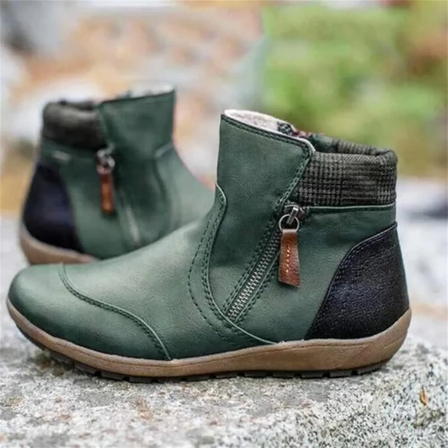 Boots For Women 2024 No Heel Fashion Ankle Booties Causal Combat Cowboy Cowgirl Western Short Booties Walking Shoes