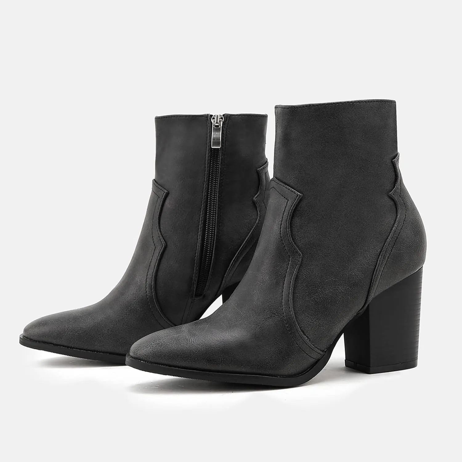 Boots for Women Pointed Toe High Heel Ankle Boots Winter Shoes Chelsea Pump Ankle Boots w/Side Zipper