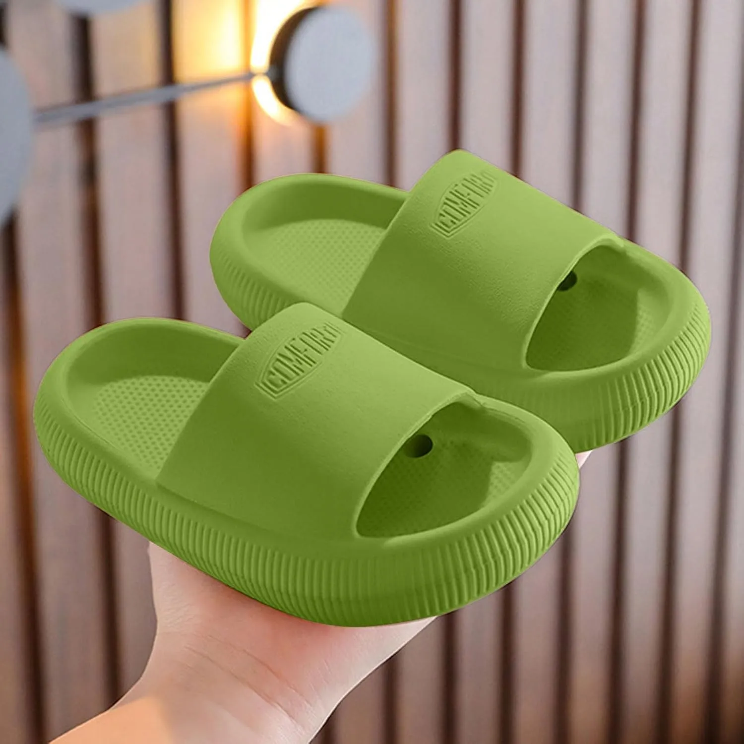 Boys Cloud Slides Summer Comfortable Cushioned Slides Slip On Pillow Slippers Non Slip Open Toe Shower Slippers