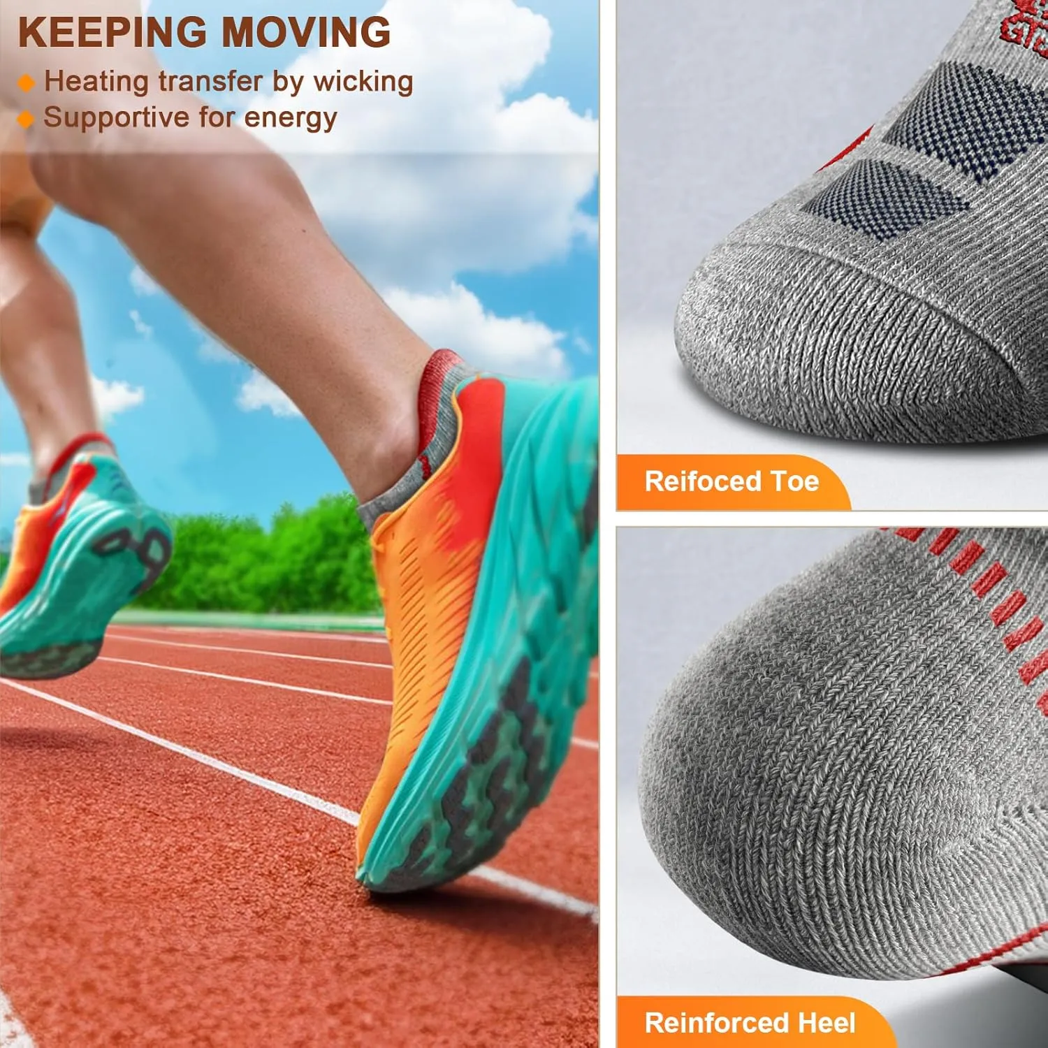 BULLIANT Men's Ankle Socks 4Pairs-Athletic Running Socks Cushioned No Show Breathable-Arch Support