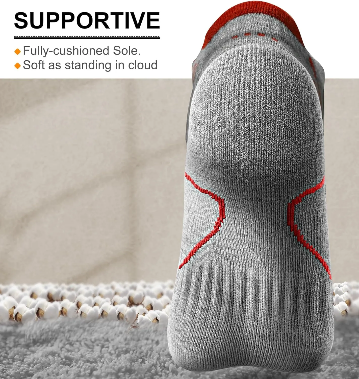 BULLIANT Men's Ankle Socks 4Pairs-Athletic Running Socks Cushioned No Show Breathable-Arch Support