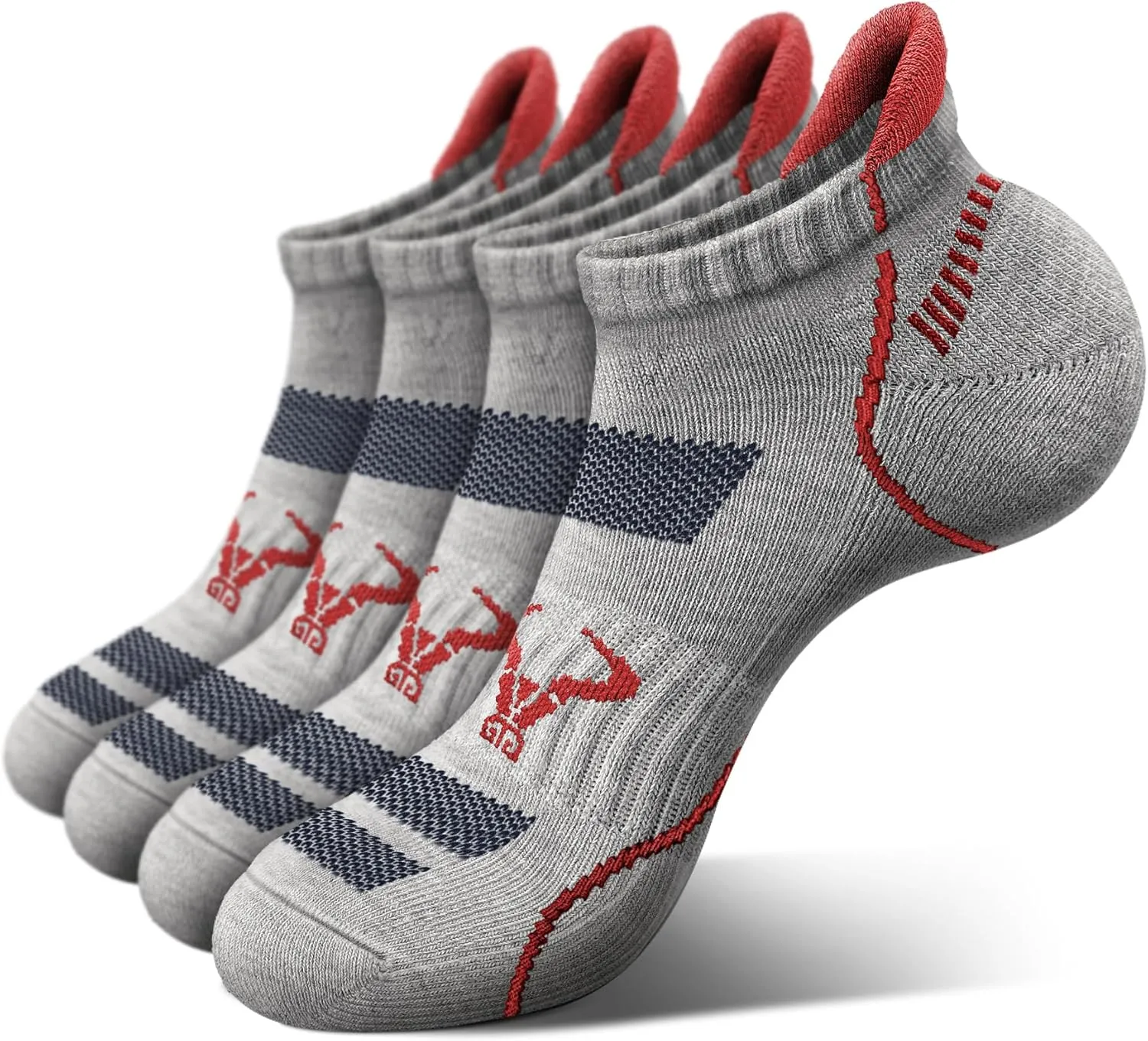 BULLIANT Men's Ankle Socks 4Pairs-Athletic Running Socks Cushioned No Show Breathable-Arch Support