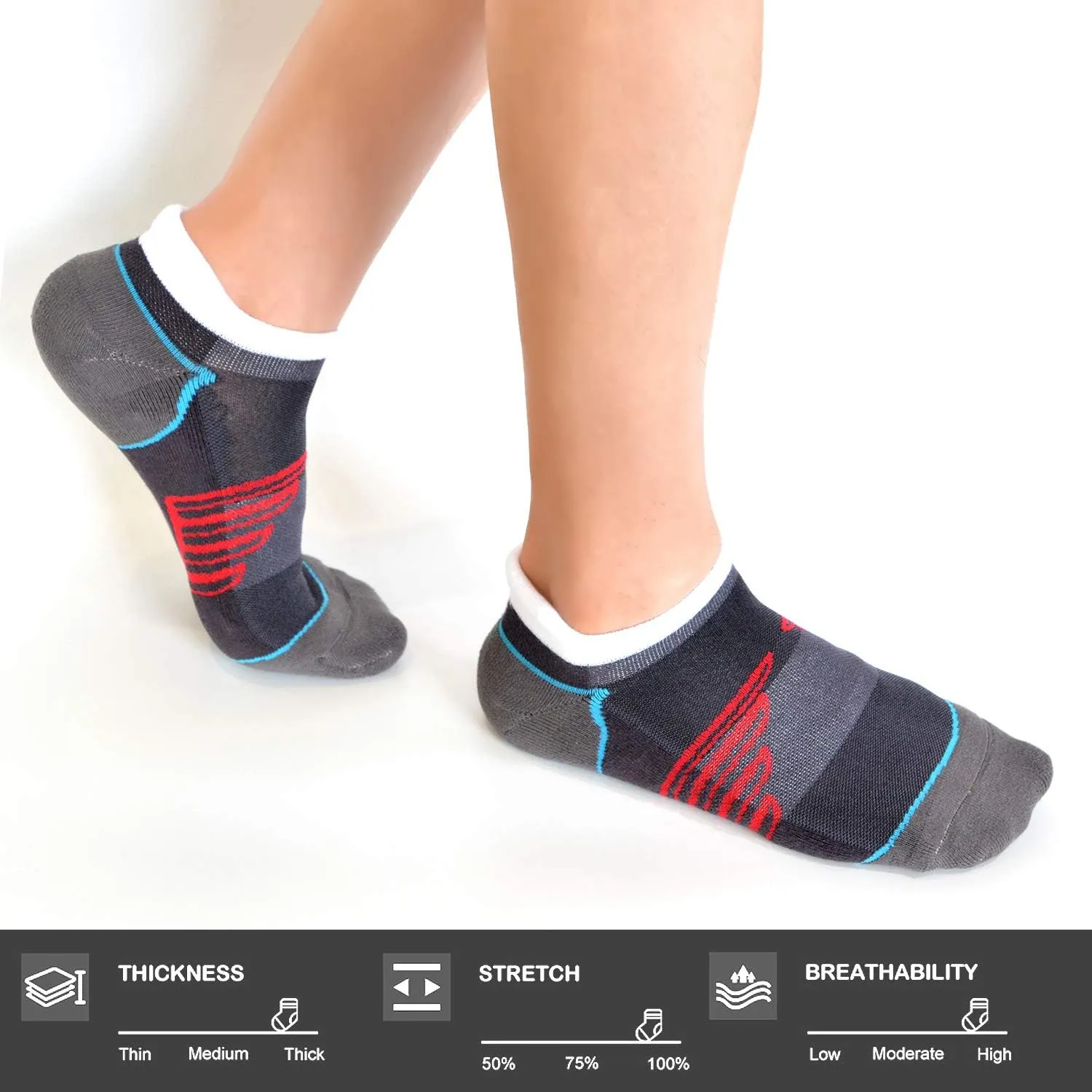 Busy Socks Compression Ankle Cushioned Running Sport Socks for Men Women, Low Cut Arch Support Tab Athletic Socks 3 Pairs