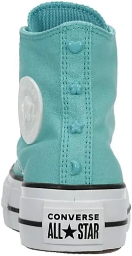 Converse Unisex Chuck Taylor All Star High Top Canvas Platform - Lace up Closure Style - Teal