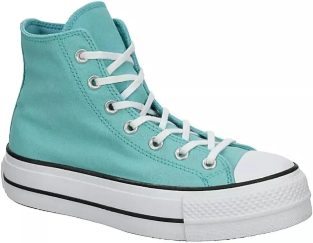 Converse Unisex Chuck Taylor All Star High Top Canvas Platform - Lace up Closure Style - Teal