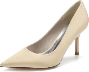 FufoneUS Wedding Bridal Shoes Women's Stiletto High Heel Dress Pumps Pointed Toe Evening Party Shoes,Champagne,11