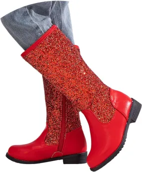 Girls Cowgirl Boots Child Mid Calf Warm Fur Lined Glitter Toddler Cowboy Boot Little Big Kids Western Riding Shoes