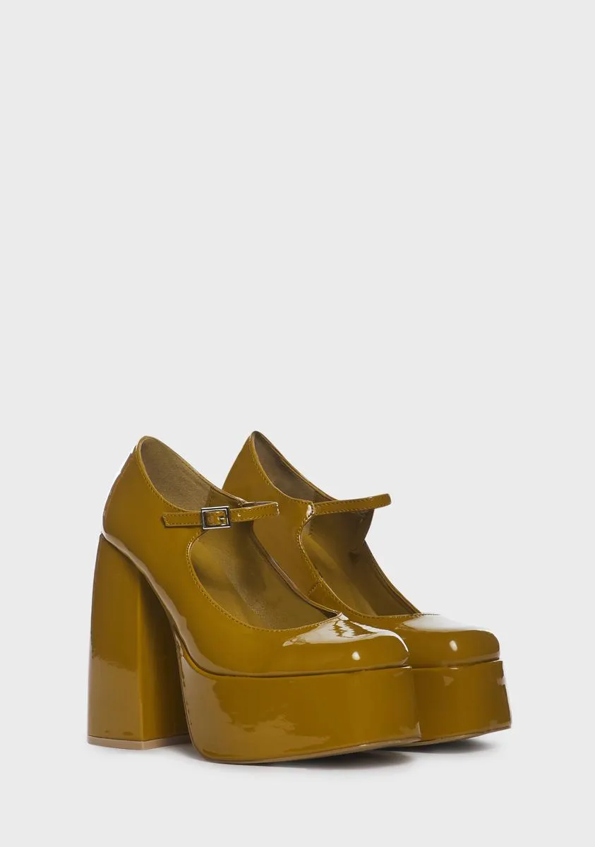 Honey Mustard Sweet Attitude Platform Heels