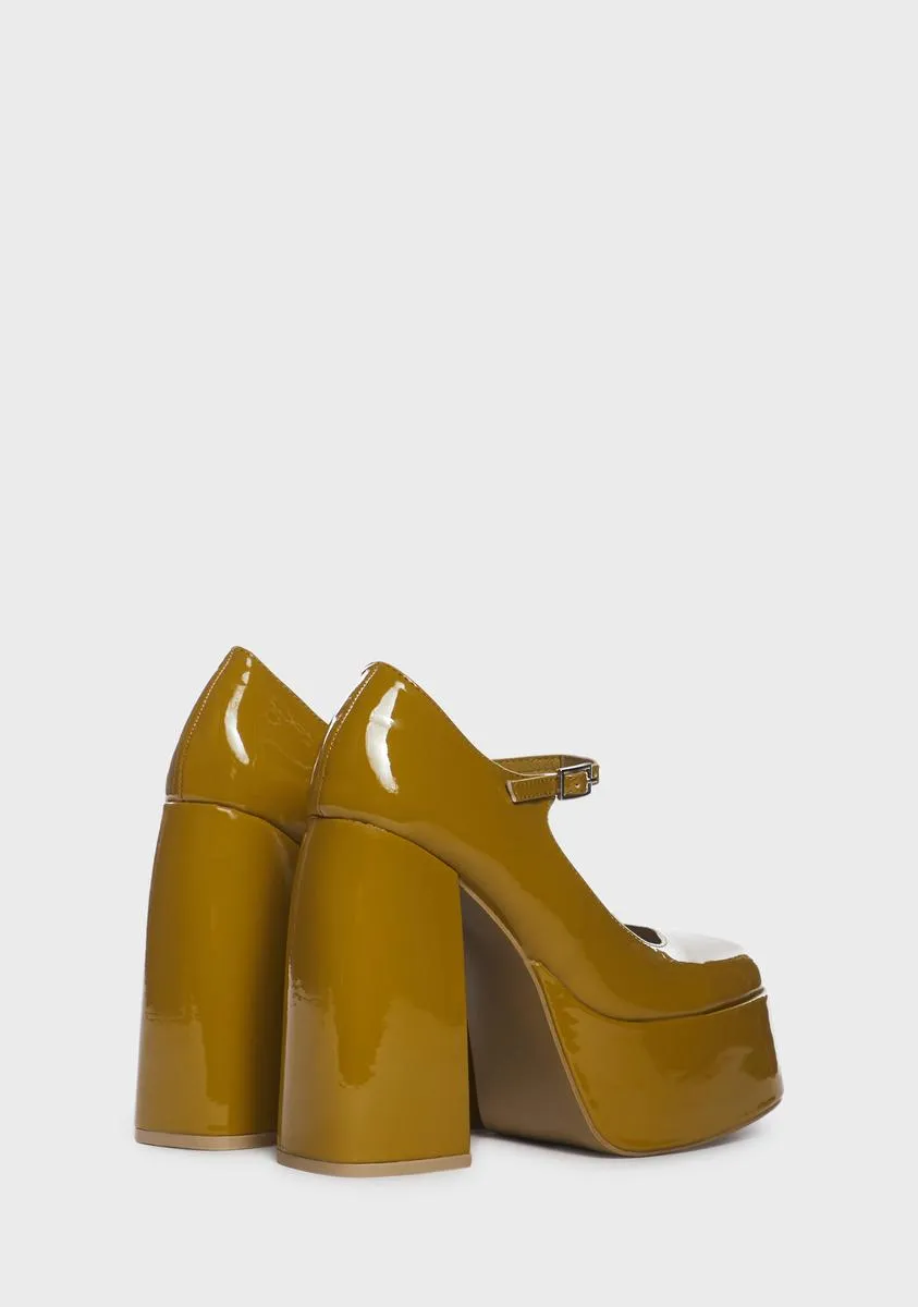 Honey Mustard Sweet Attitude Platform Heels