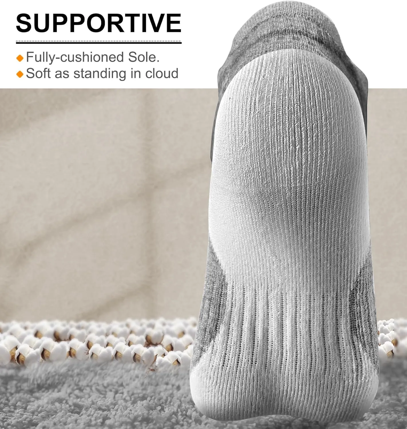 KEMISANT Men Ankle Socks, Athletic Wicking Socks Cushioned For Men Running Walking-Arch Compression Support