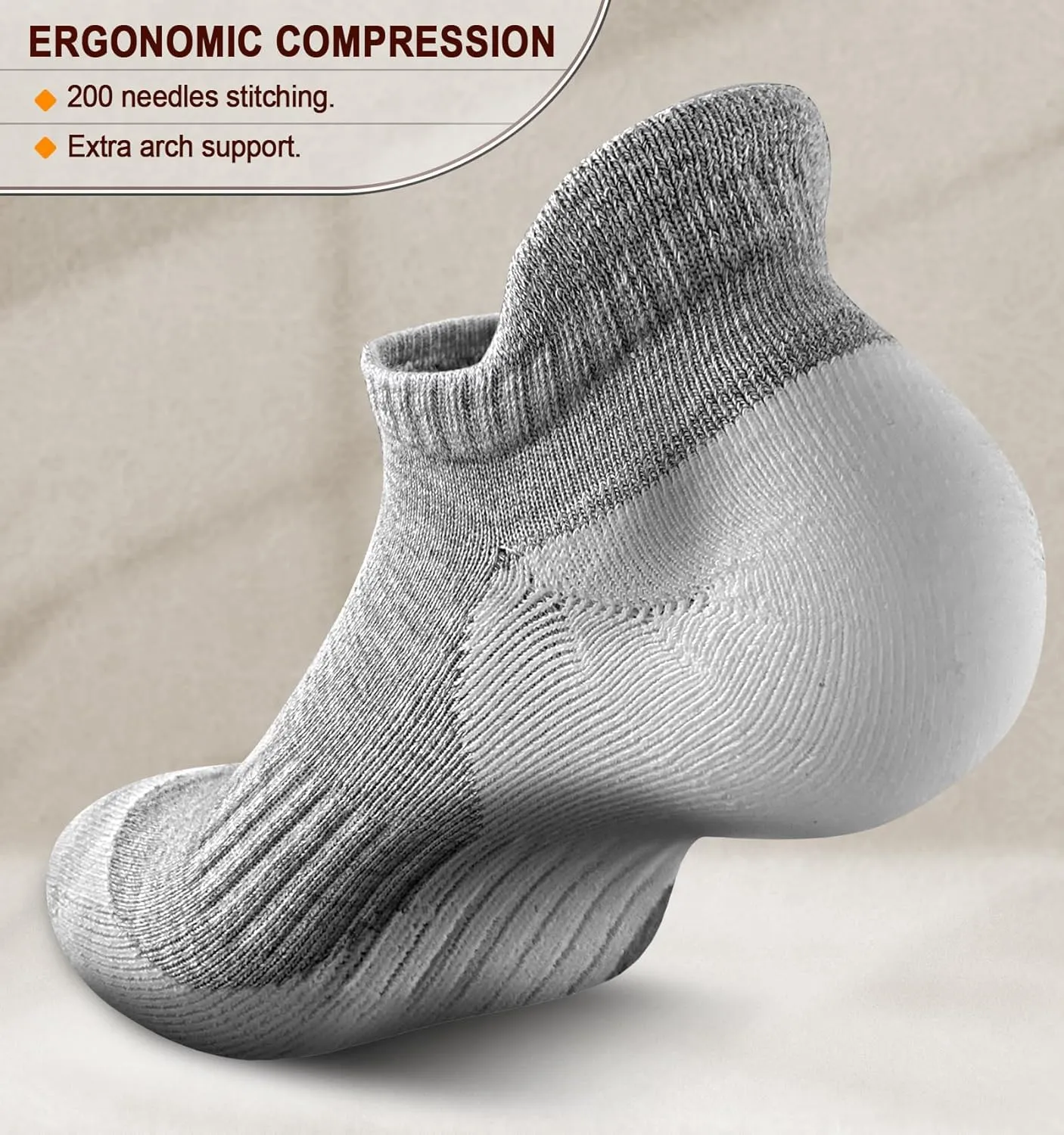 KEMISANT Men Ankle Socks, Athletic Wicking Socks Cushioned For Men Running Walking-Arch Compression Support