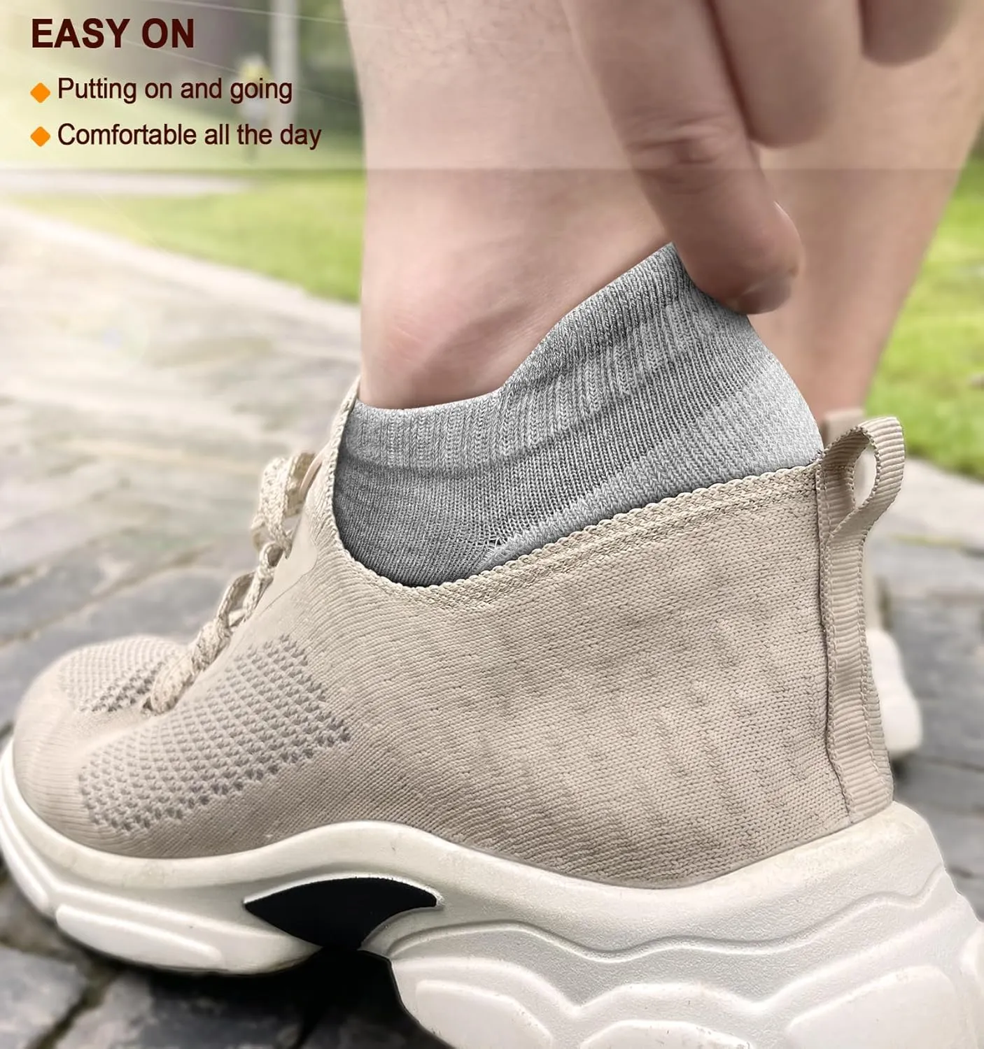KEMISANT Men Ankle Socks, Athletic Wicking Socks Cushioned For Men Running Walking-Arch Compression Support