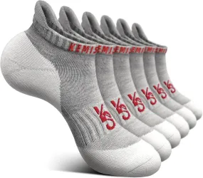 KEMISANT Men Ankle Socks, Athletic Wicking Socks Cushioned For Men Running Walking-Arch Compression Support