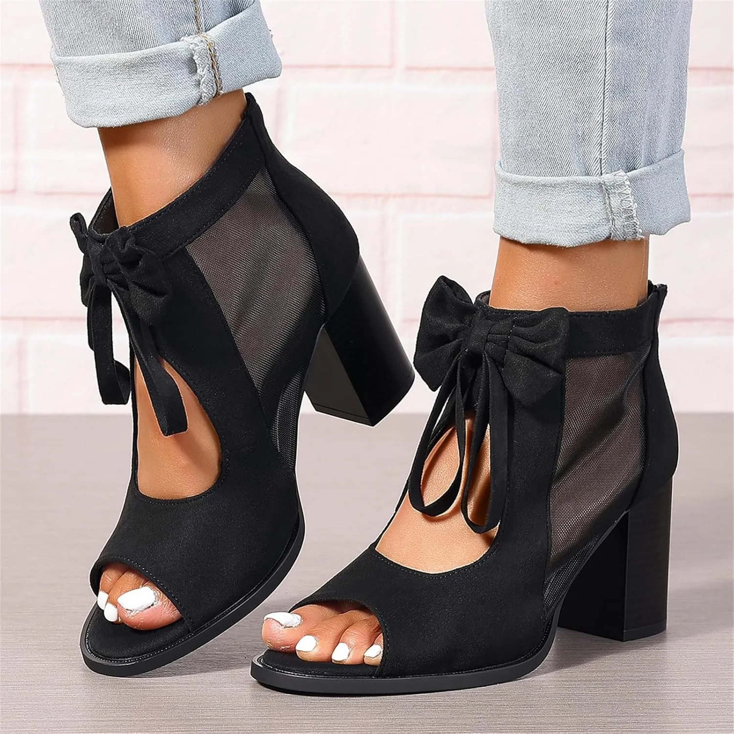 Ladmiple Chunky Heels For Women Wedding Block Heels Open Toe Fashion Party Evening Ankle Strap Comfortable Dress Pump Shoes