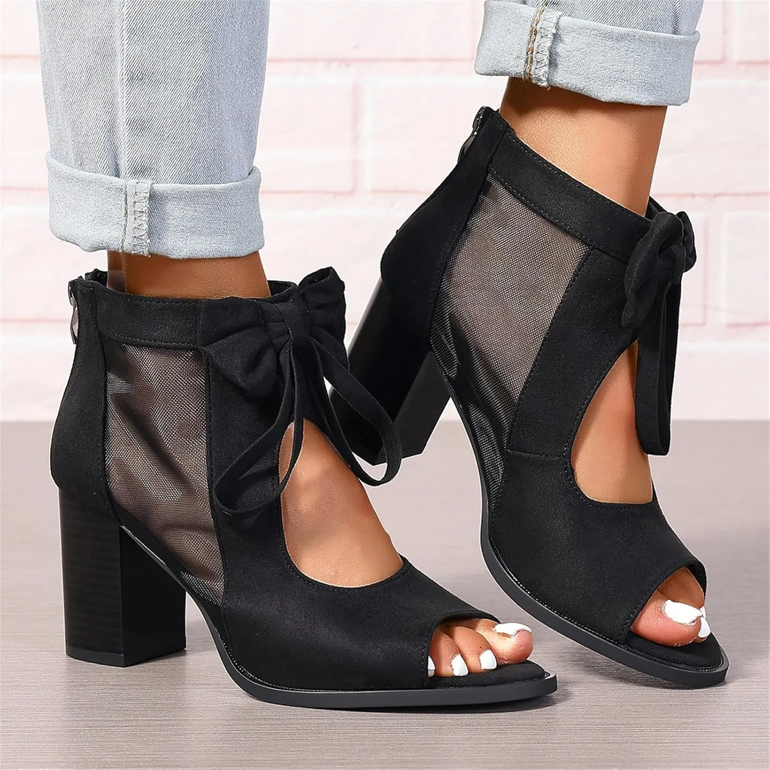 Ladmiple Chunky Heels For Women Wedding Block Heels Open Toe Fashion Party Evening Ankle Strap Comfortable Dress Pump Shoes