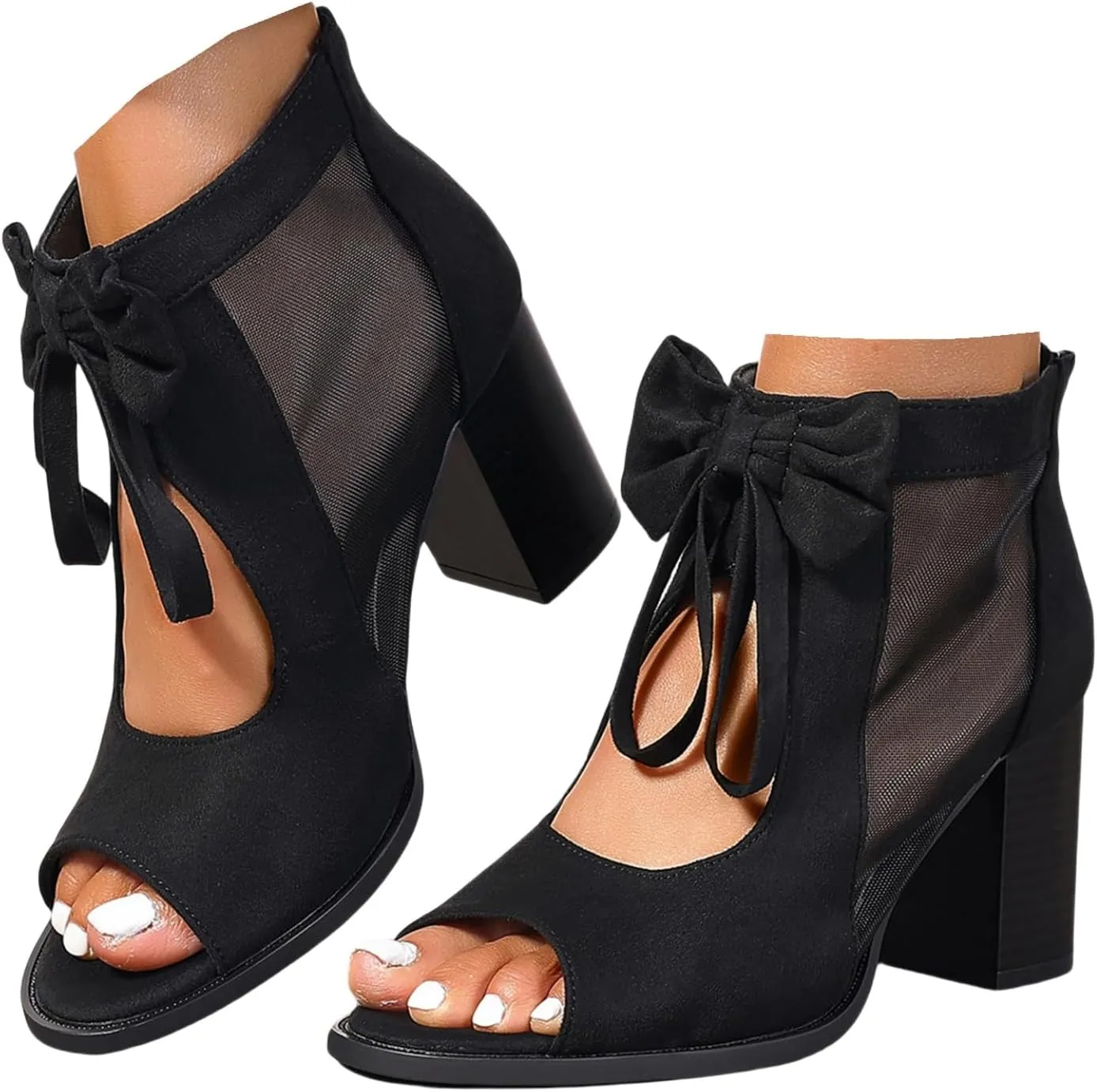 Ladmiple Chunky Heels For Women Wedding Block Heels Open Toe Fashion Party Evening Ankle Strap Comfortable Dress Pump Shoes