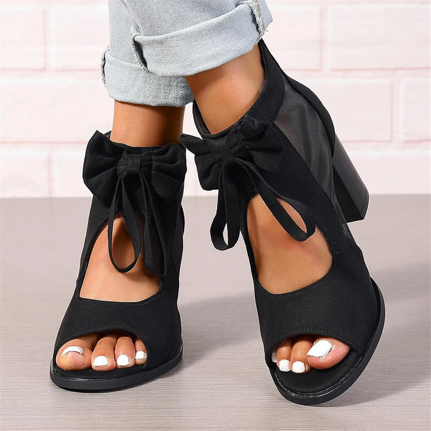 Ladmiple Chunky Heels For Women Wedding Block Heels Open Toe Fashion Party Evening Ankle Strap Comfortable Dress Pump Shoes