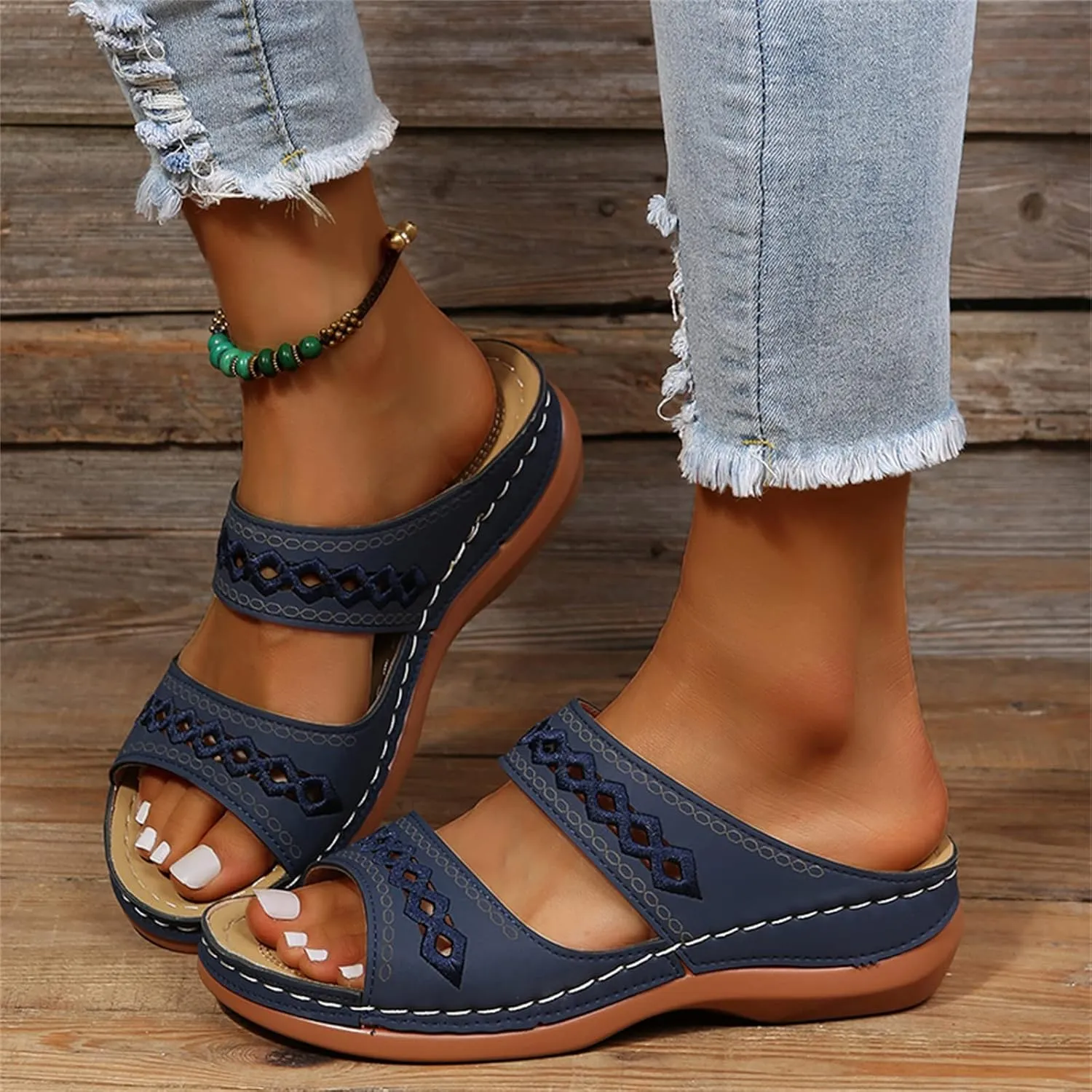 Ladmiple Orthopedic Sandals for Women with Arch Support 2023 Open Toe Flip Flops Platform Orthotic Sandal Walking Shoes