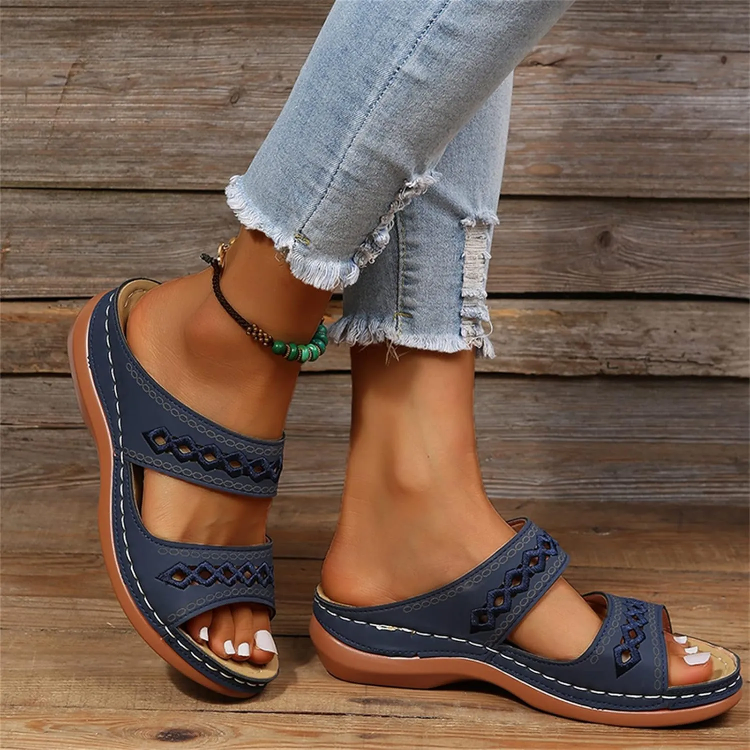 Ladmiple Orthopedic Sandals for Women with Arch Support 2023 Open Toe Flip Flops Platform Orthotic Sandal Walking Shoes