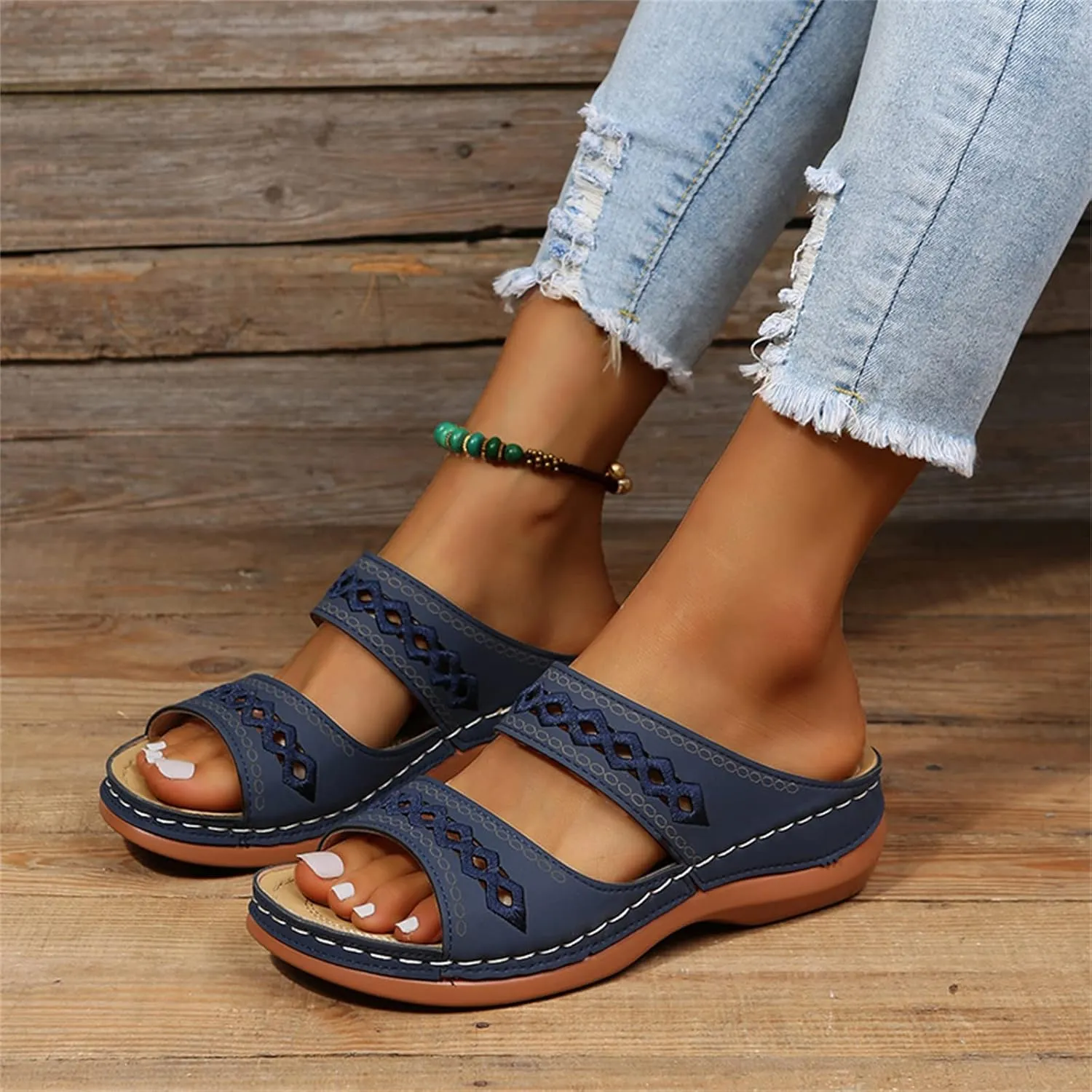 Ladmiple Orthopedic Sandals for Women with Arch Support 2023 Open Toe Flip Flops Platform Orthotic Sandal Walking Shoes
