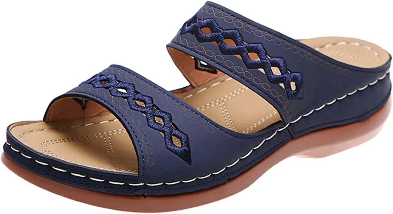 Ladmiple Orthopedic Sandals for Women with Arch Support 2023 Open Toe Flip Flops Platform Orthotic Sandal Walking Shoes