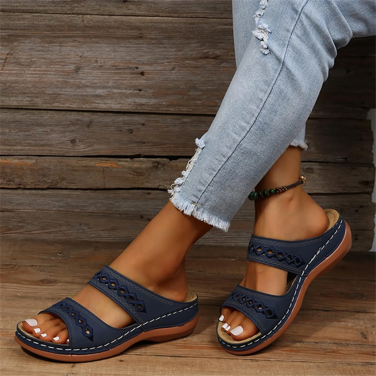Ladmiple Orthopedic Sandals for Women with Arch Support 2023 Open Toe Flip Flops Platform Orthotic Sandal Walking Shoes