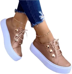 Ladmiple Shoes For Women Sneakers Slip Ons Walking Shoes Non Slip Lightweight Gym Fashion Lace Up Platform Flats Loafers