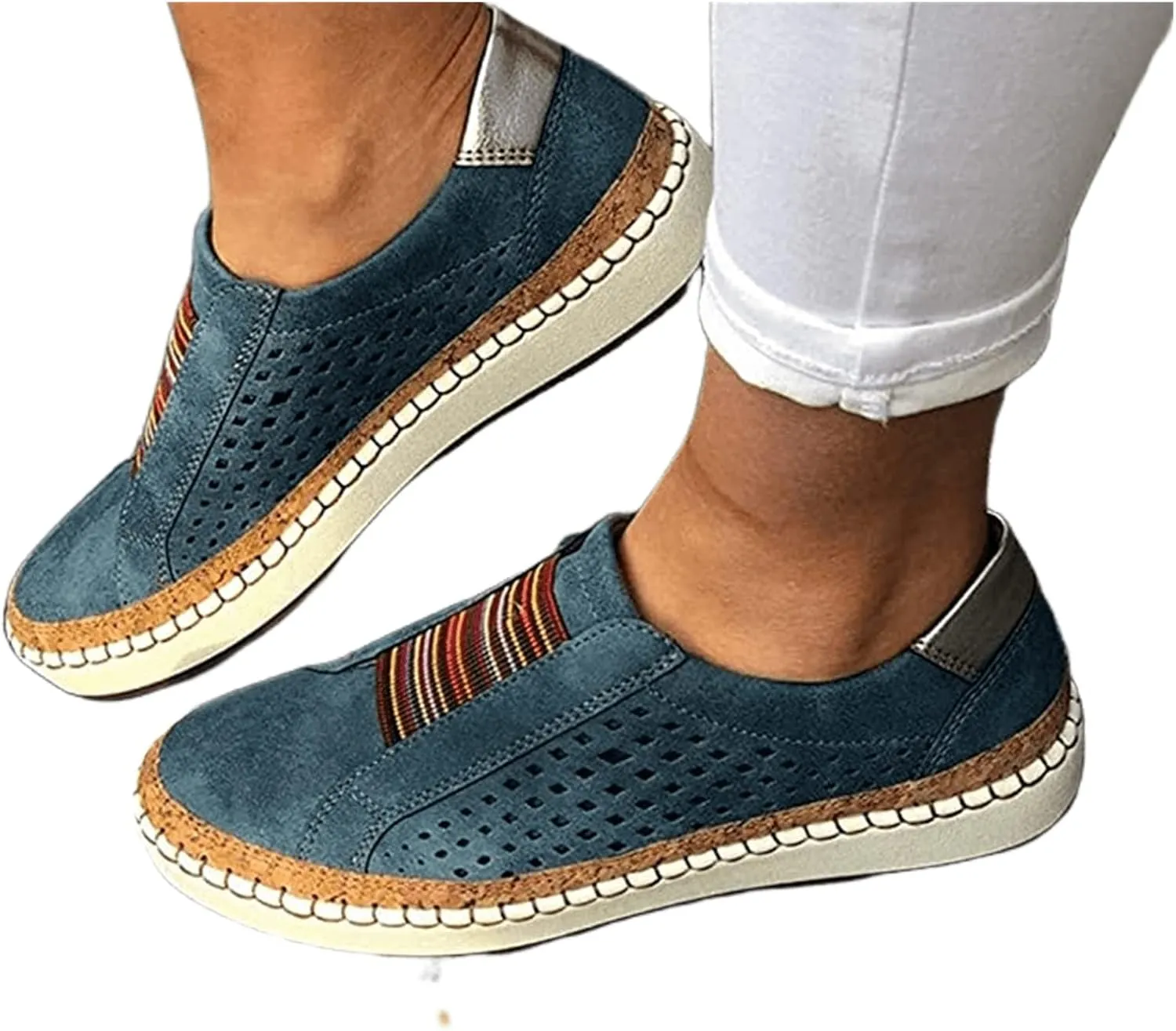 Ladmiple Sneakers For Women Slip On Wide Width Low Top Canvas Shoes Dressy Casual Summer Fashion Walking Flats Loafers