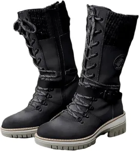 Lausiuoe Boots For Women Low Heel Mid Calf Pull On Winter Boots Side Zip Slouchy Western Cowboy Booties Non Slip Outdoor Shoes