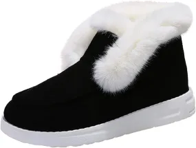 Lausiuoe Womens Winter Boots With Fur Lined Fluffy Fuzzy Slipper Ankle Boots Soft Cozy Fashion Casual Walking Shoes