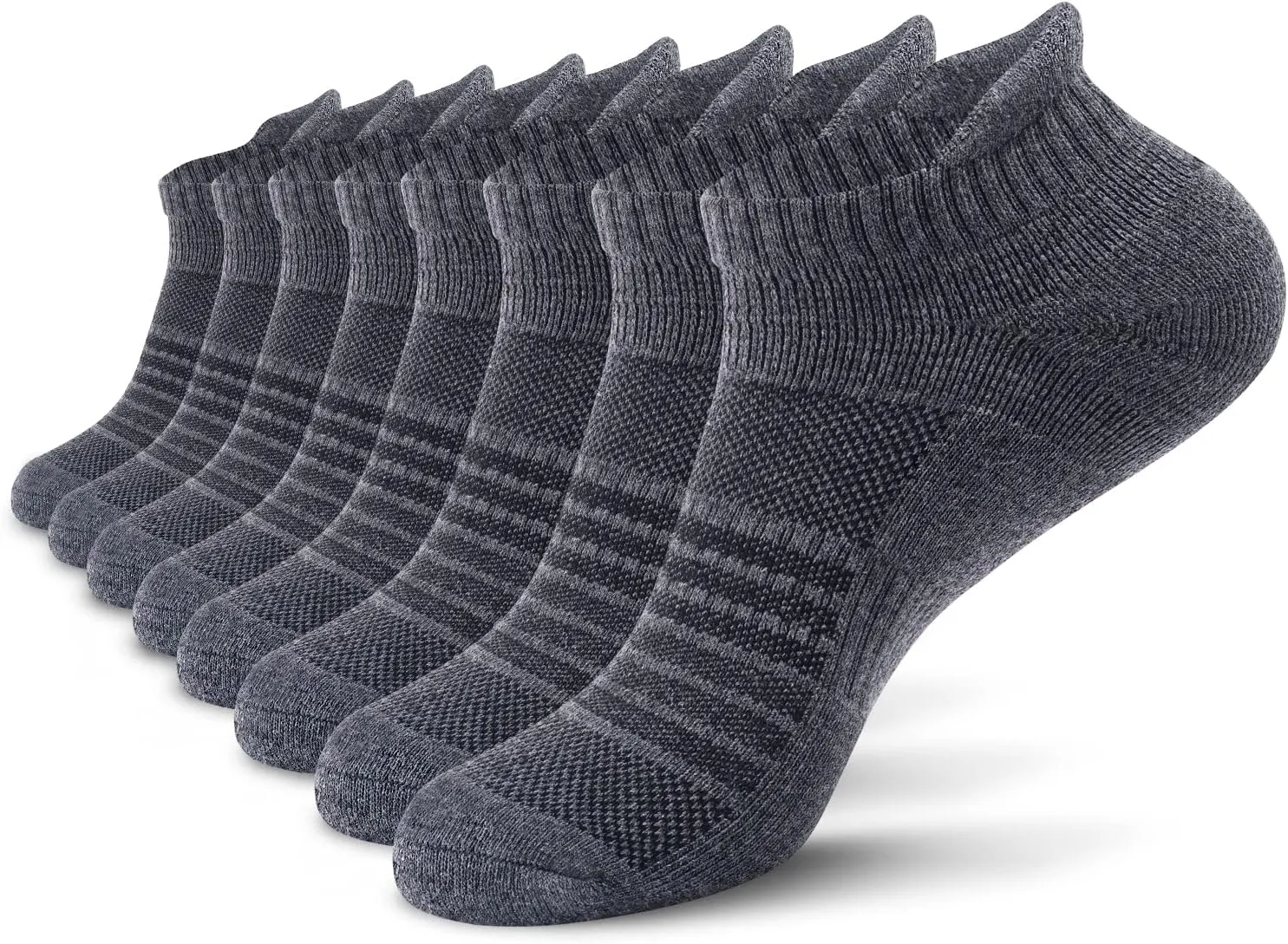 Men's Performance Athletic Running Socks 6/8 Pairs Arch Support Cushioned Cotton Low Cut Sports Ankle Sock
