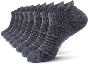 Men's Performance Athletic Running Socks 6/8 Pairs Arch Support Cushioned Cotton Low Cut Sports Ankle Sock