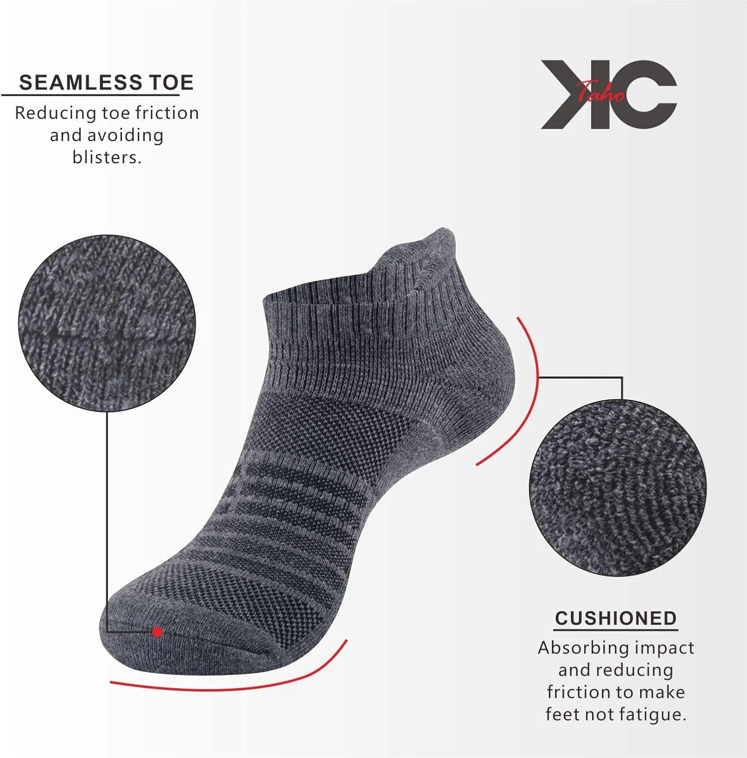 Men's Performance Athletic Running Socks 6/8 Pairs Arch Support Cushioned Cotton Low Cut Sports Ankle Sock