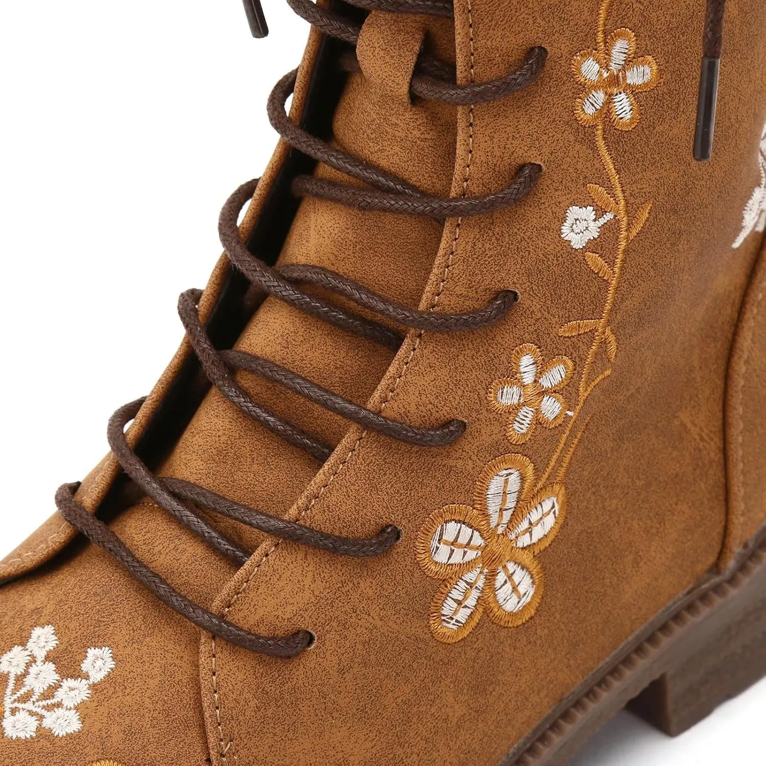 Mid Calf Boots for Women Retro Printed Embroidered Women's Heel Monochrome Fashion Short Boots Non Rain 8 Wide