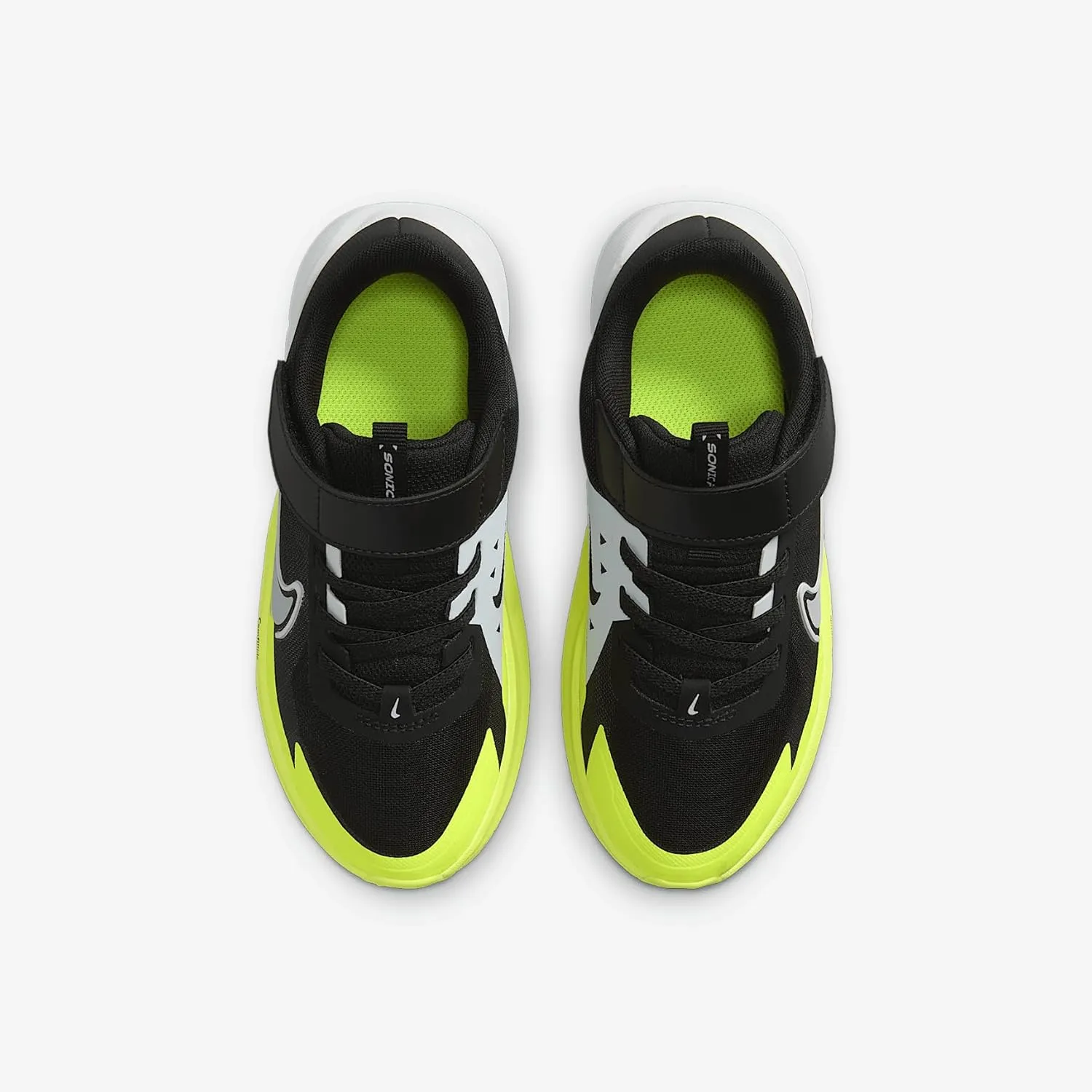 Nike Sonic Fly Little Kids' Running Shoes (FZ0016-002, Black/White/Volt/Wolf Grey)