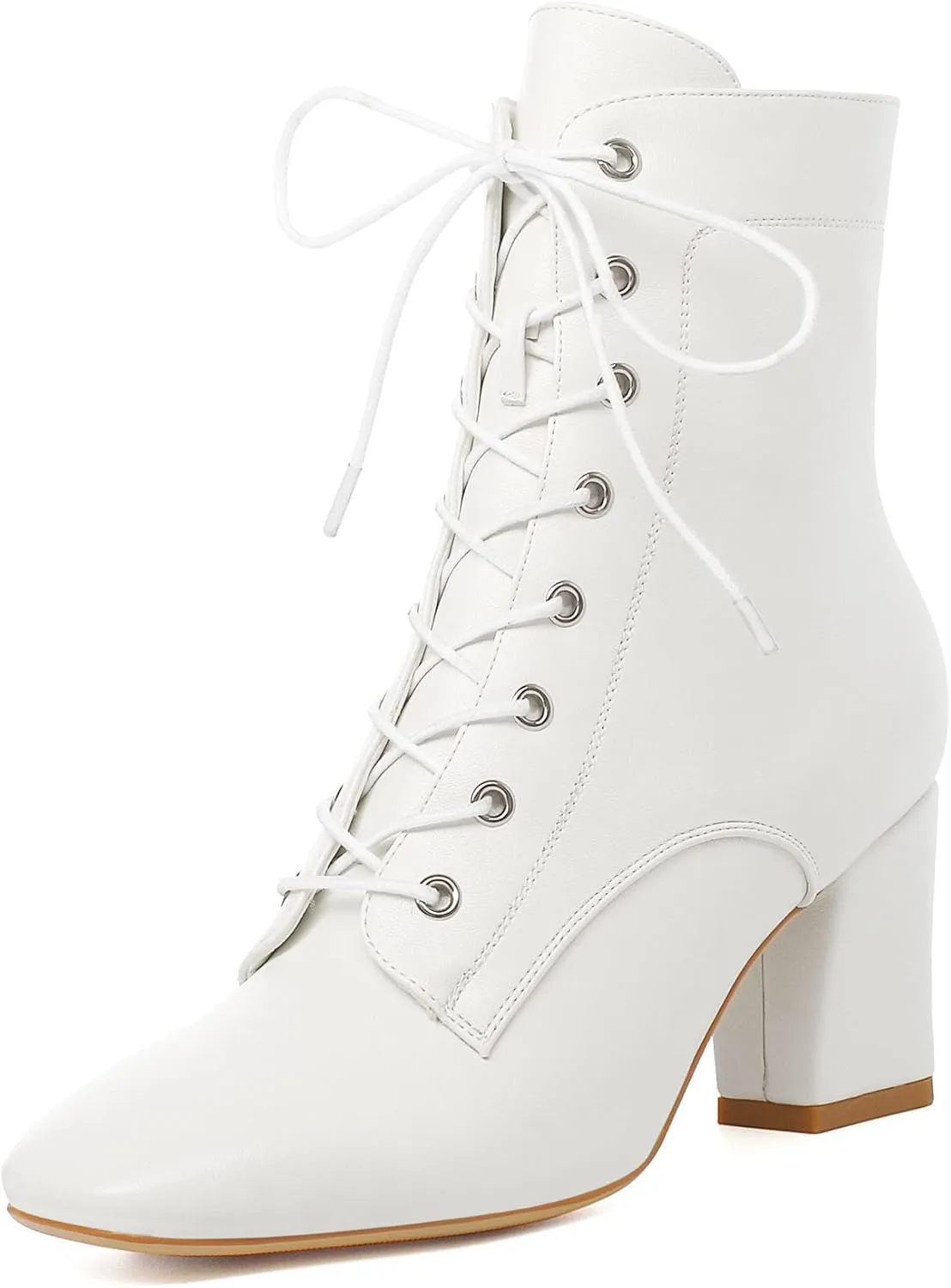 SEIFIN Cowgirl Boots GOGO Booties Lace Up Ankle Booties Chunky Heels Ankle Boots for Woman