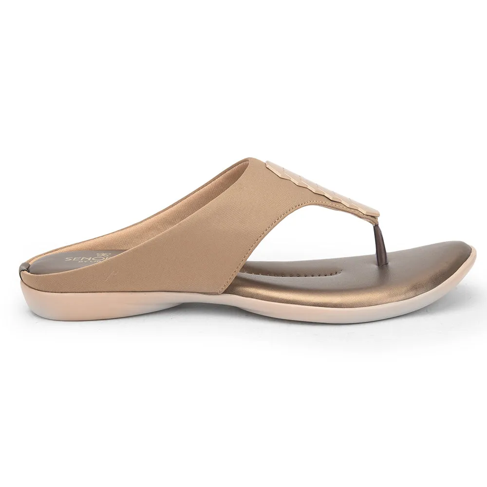 Senorita Formal Golden Flat Slipper For Women MK-201 By Liberty
