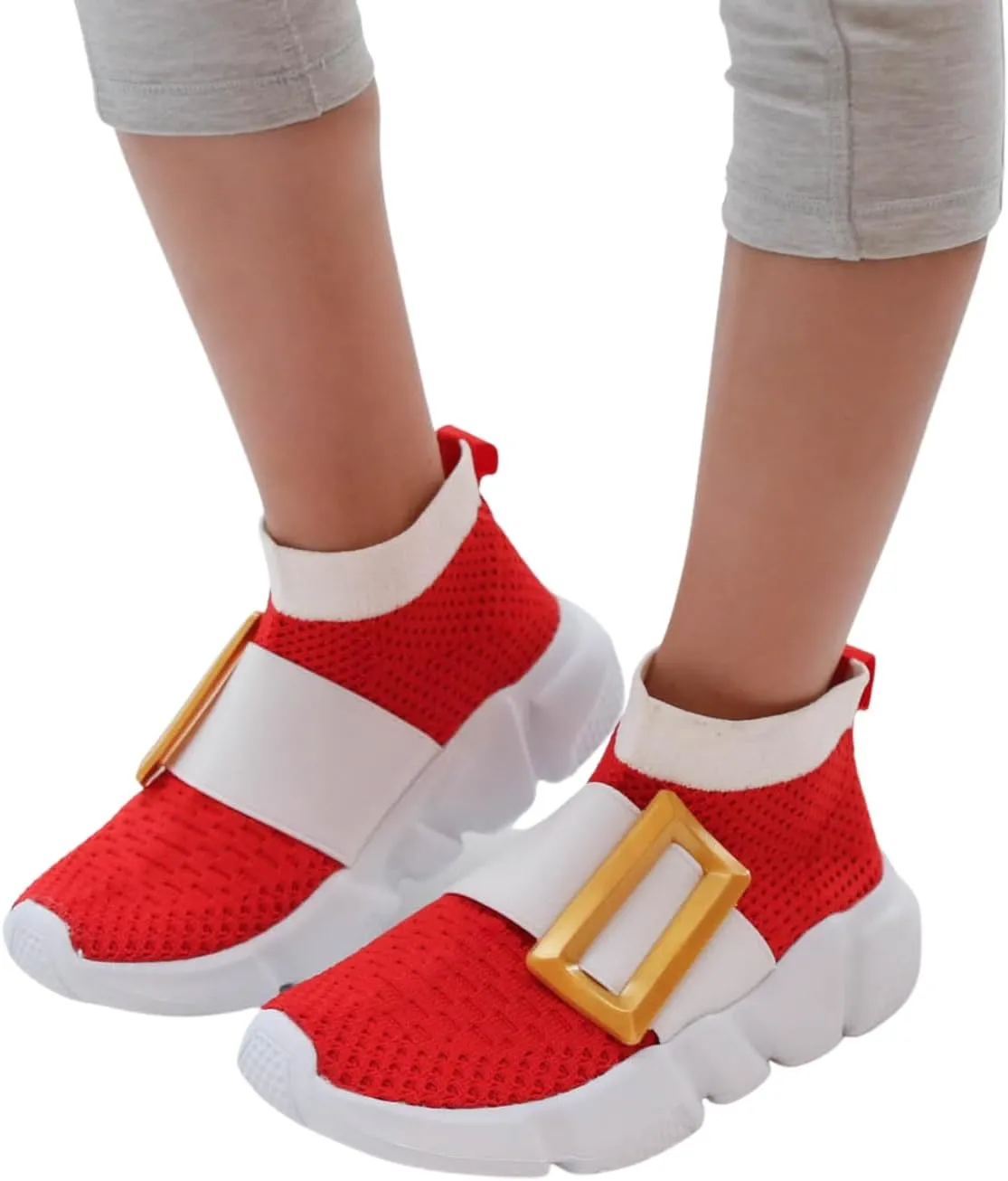 Sonic Shoes, Sonic Shoes for Boys and Girls with Yellow Buckle, Lightweight and Breathable Sonic Sneakers for Running and Walking, Toddler and Youth Sizes