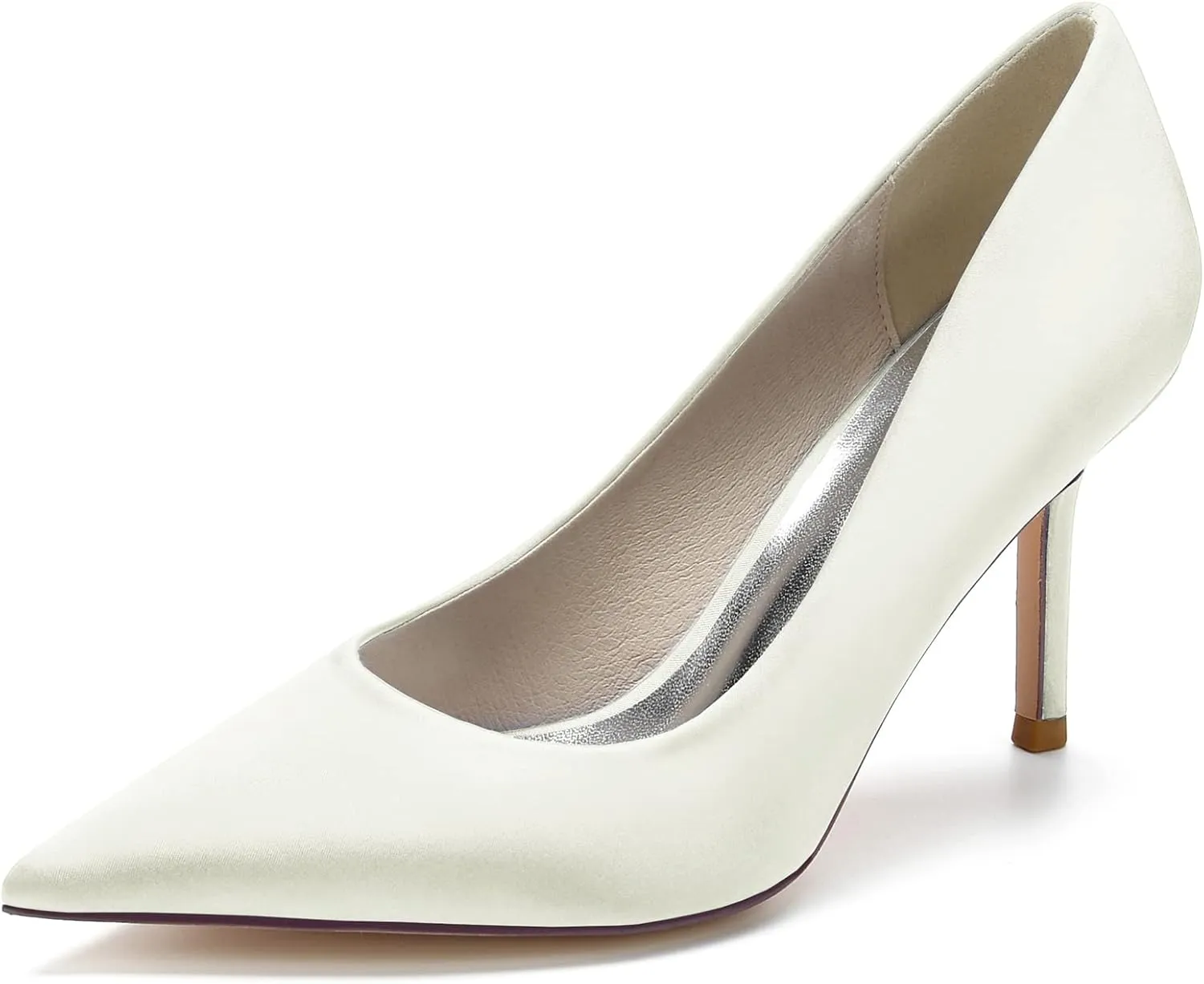 Wedding Bridal Shoes Women's Stiletto High Heel Dress Pumps Pointed Toe Evening Party Shoes,Ivory,6