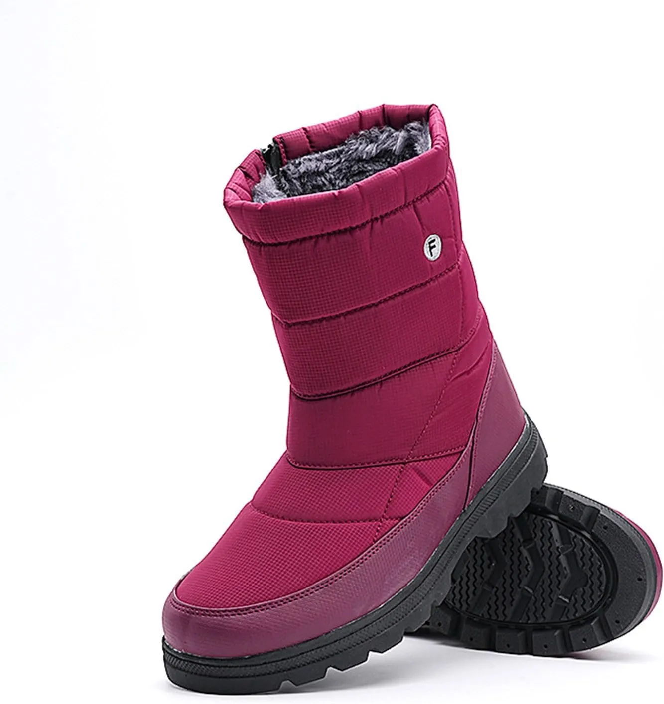 Winter Boots for Women Slip On Comfortable Mid Calf Winter Boot Waterproof Outdoor Fur Lined Hiking Shoes