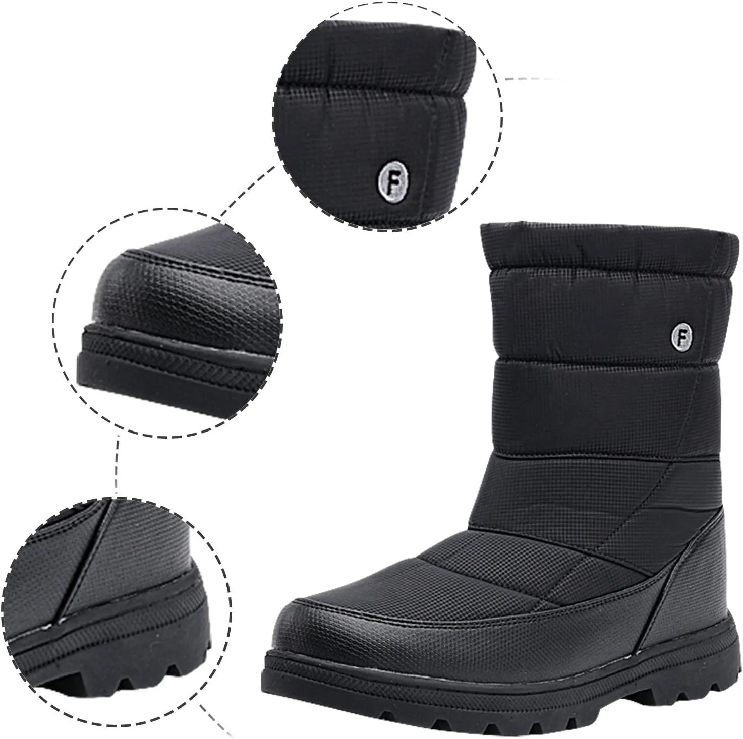 Winter Boots for Women Slip On Comfortable Mid Calf Winter Boot Waterproof Outdoor Fur Lined Hiking Shoes