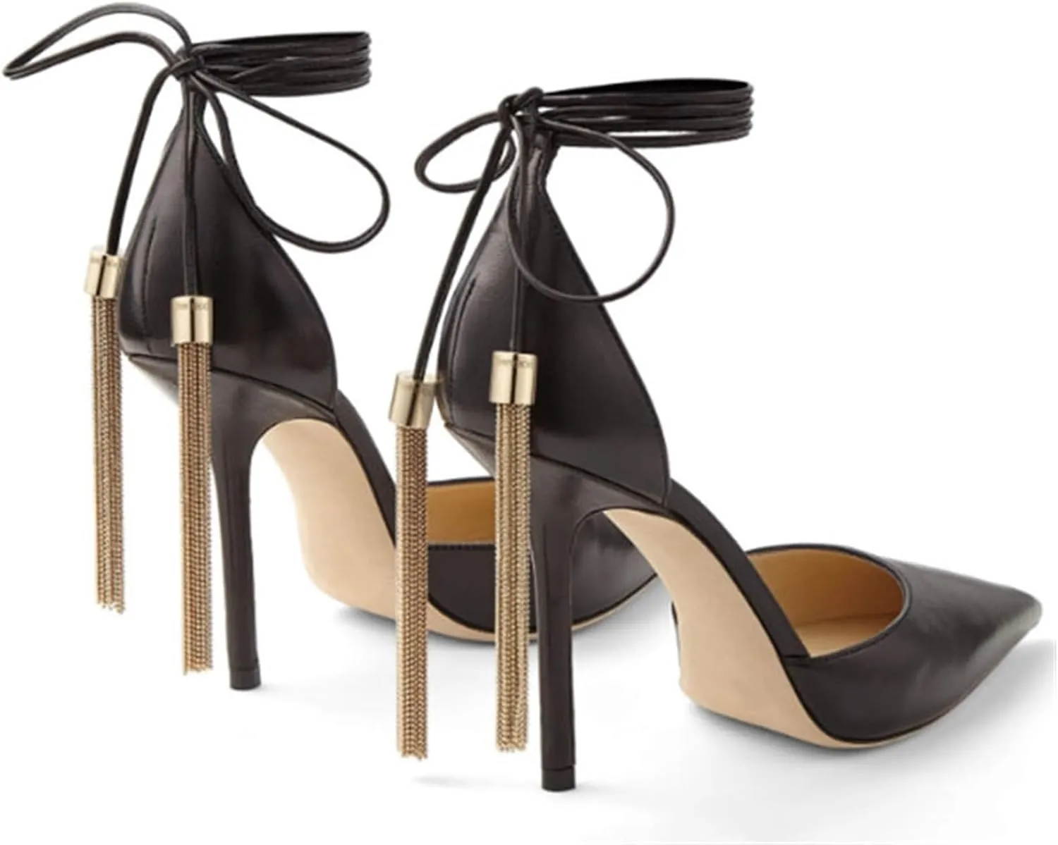 Women's Closed Pointed Toe Stiletto Heels Strappy Wedding Party Dress Pumps Shoes