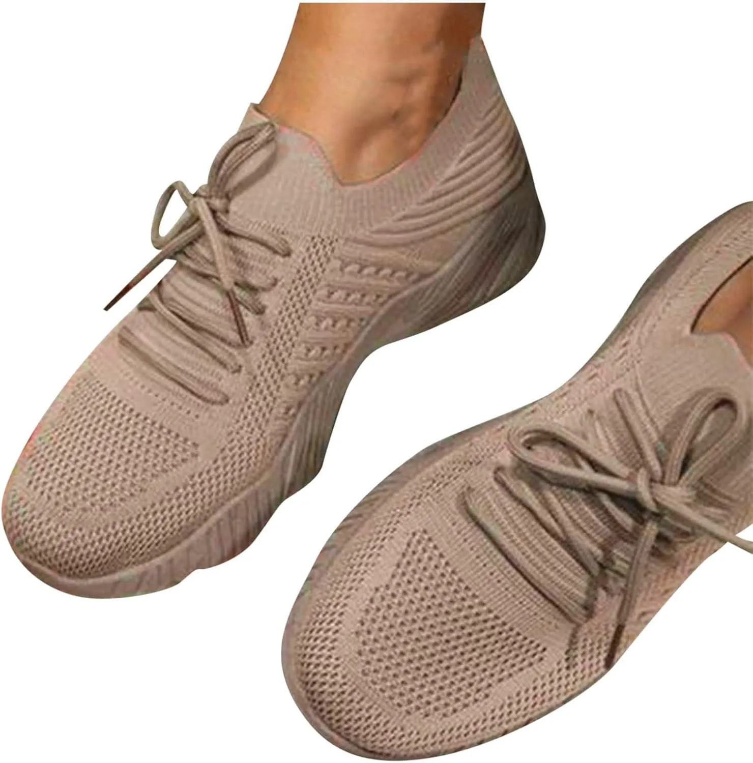 Women's Lace up Sneakers: Casual Running, Walking Arch Support Shoe, Lightweight Slip-On Sock Design, Non-Slip Work Shoes Footwear