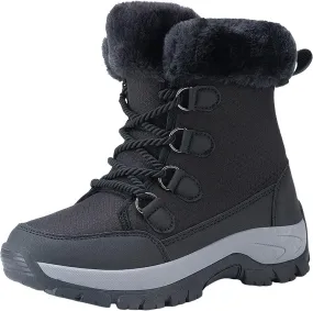 Women's Plush Thick Bottom Snow Boots Water Proof Insulated Winter Boots Fashion Lace Up Non Snow Boots for Women Ice