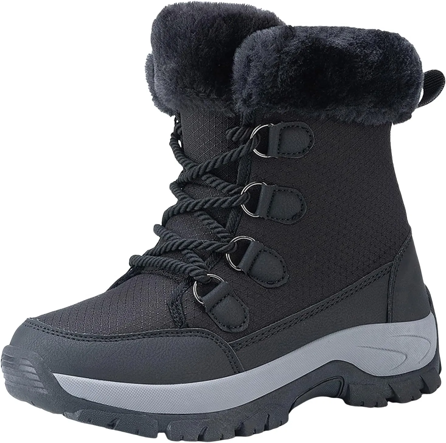 Women's Plush Thick Bottom Snow Boots Water Proof Insulated Winter Boots Fashion Lace Up Non Snow Boots for Women Ice