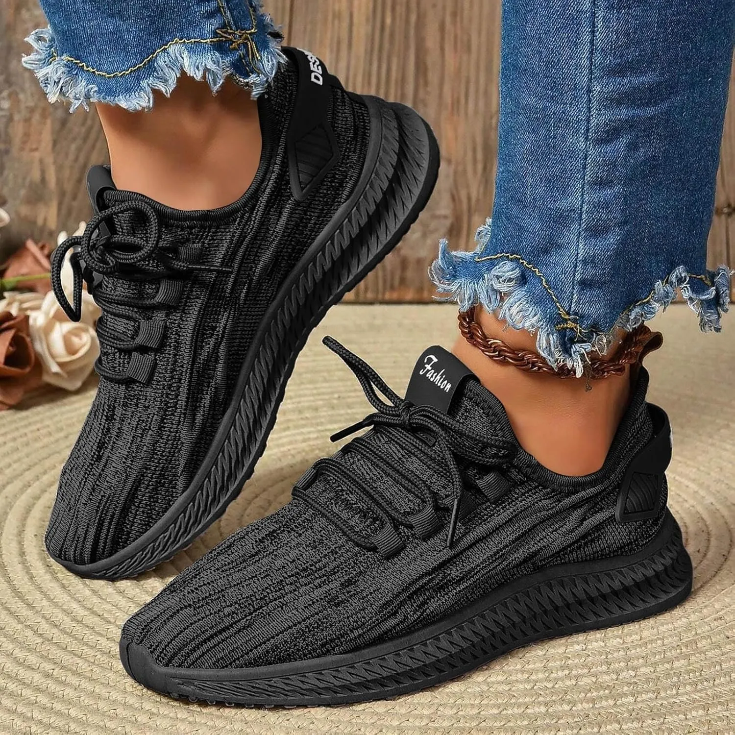 ZSpzx Orthopedic Walking Sneakers for Women Lace Up Air Cushioned Slip On Padded Insole Jogging Tennis Casual Shoes Comfortable Lightweight Padded Insole Footwear with Arch Support for Daily Wear