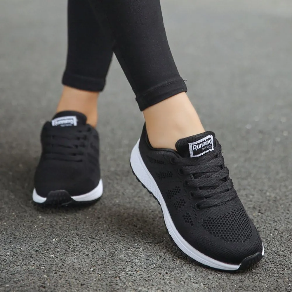 ZSpzx Women's Running Sneakers Slip On Air Cushioned Lace Up Running Tennis Sneaker Quick Dry Lightweight Arch Support Walk Shoes Breathable Elastic Athletic Closed Toe Shoe for Gym Travel Daily Wear