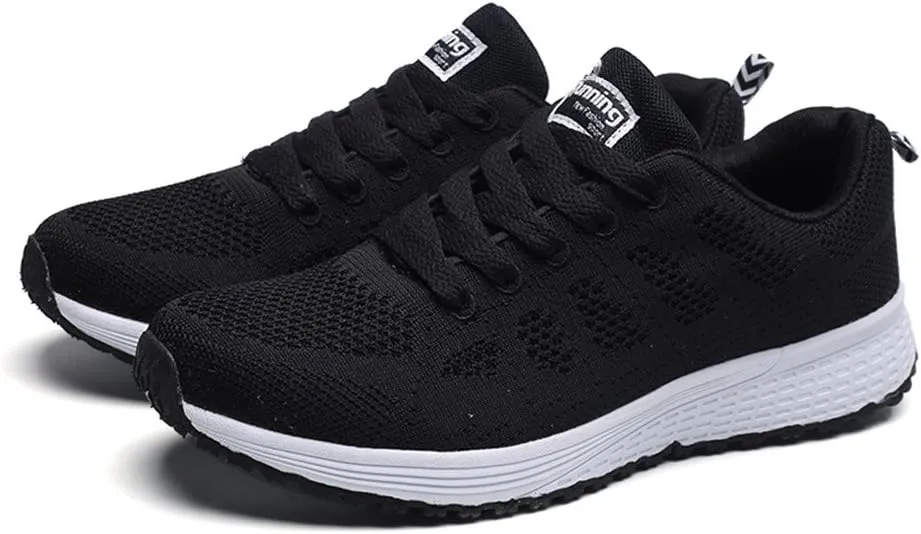 ZSpzx Women's Running Sneakers Slip On Air Cushioned Lace Up Running Tennis Sneaker Quick Dry Lightweight Arch Support Walk Shoes Breathable Elastic Athletic Closed Toe Shoe for Gym Travel Daily Wear